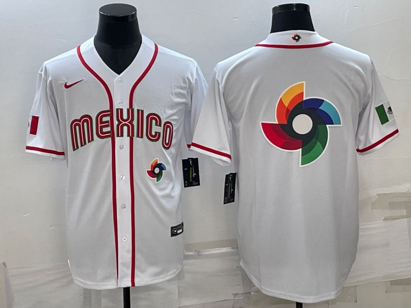 Men 2023 World Cub Mexico Blank White Nike MLB Jersey1->more jerseys->MLB Jersey